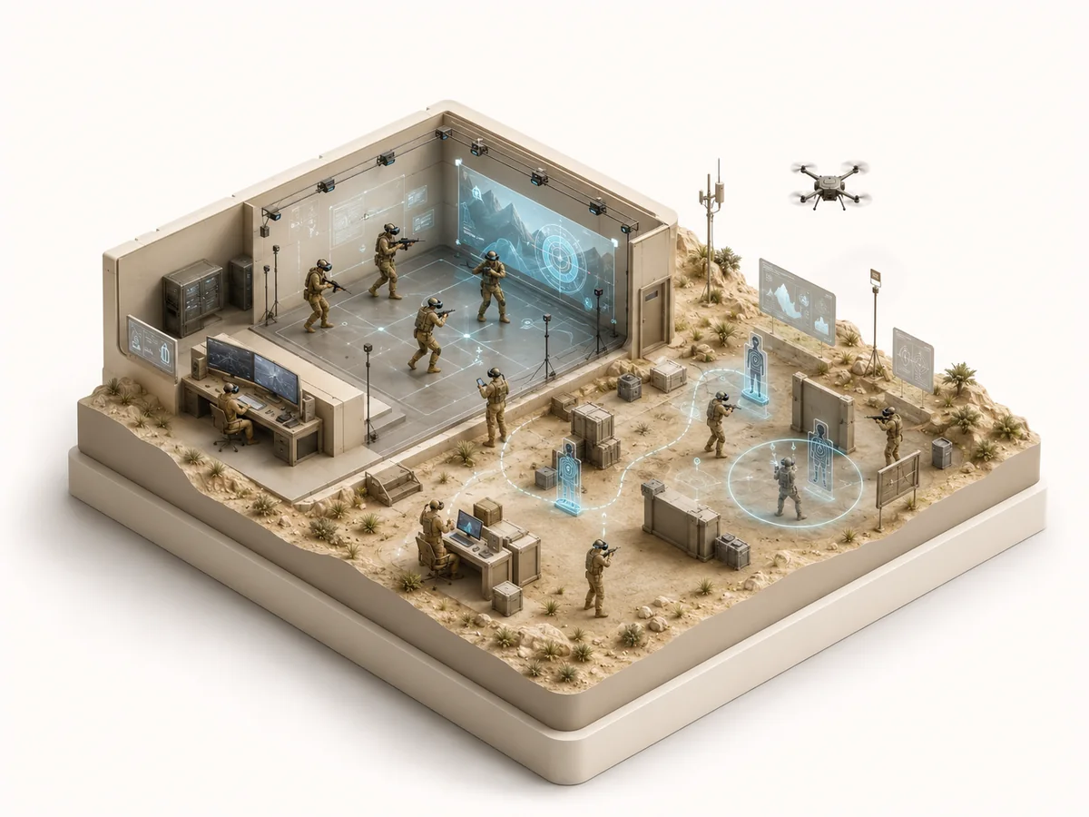 Conceptual illustration representing immersive mixed-reality training and simulation research